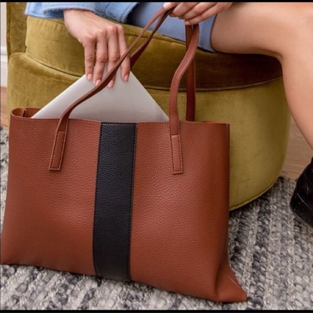 Vince Camuto Luck Tote in Brown with Black Stripe